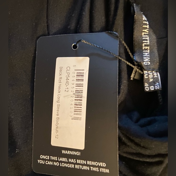 Pretty Little Thing - Black Roll Neck Long Sleeve Bodysuit-12 -Size 12 - Picture 3 of 3